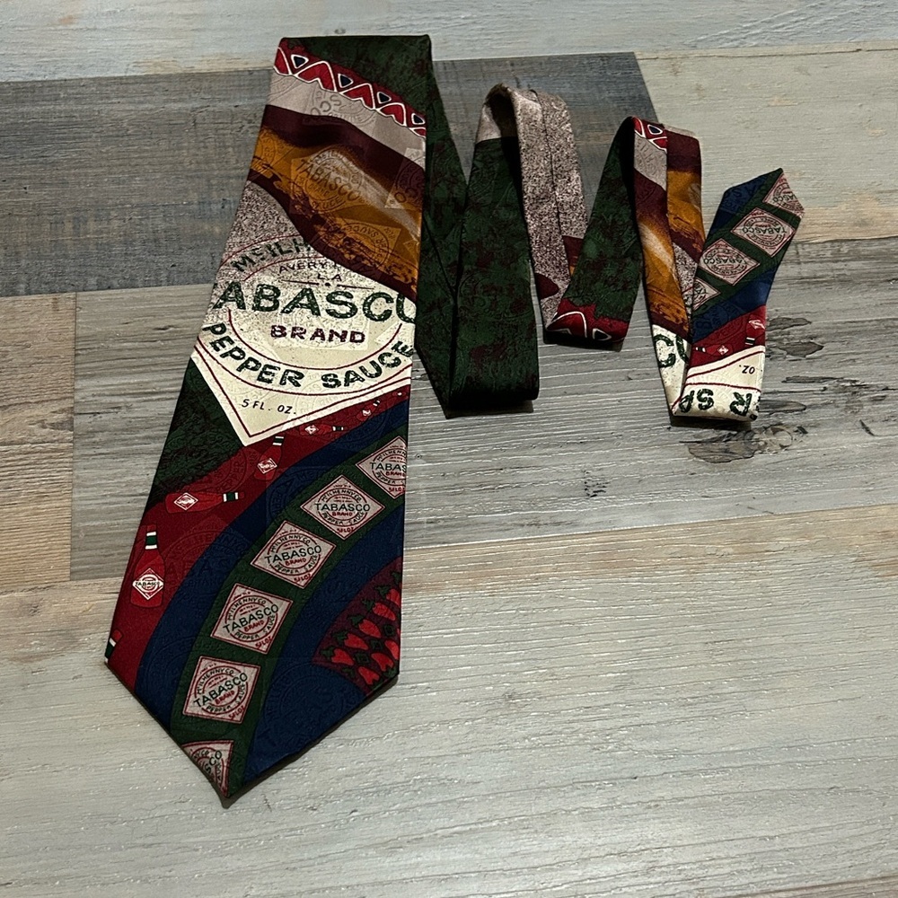 Tabasco Men's Tie 100% Silk Pepper Sauce bottle logo Advertising Made in USA